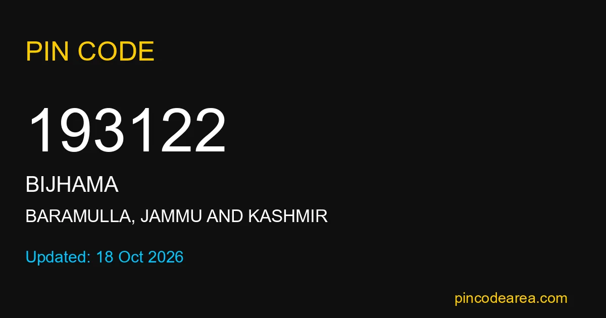 193122 Pin Code – Bijhama Post Office, Baramulla, Jammu And Kashmir ...