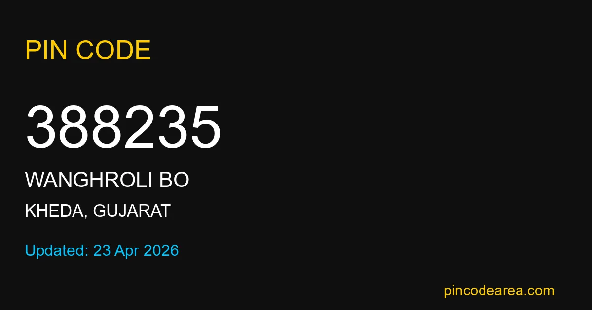 388235 Pin Code Kheda Gujarat