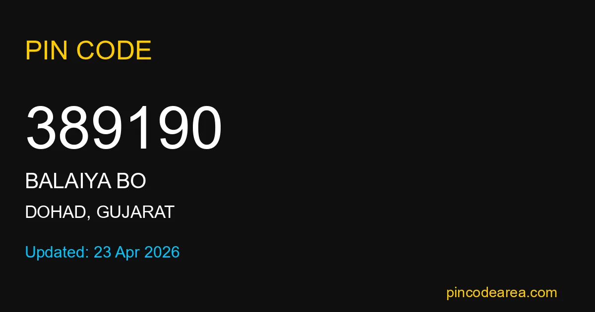 389190 Pin Code Dohad Gujarat