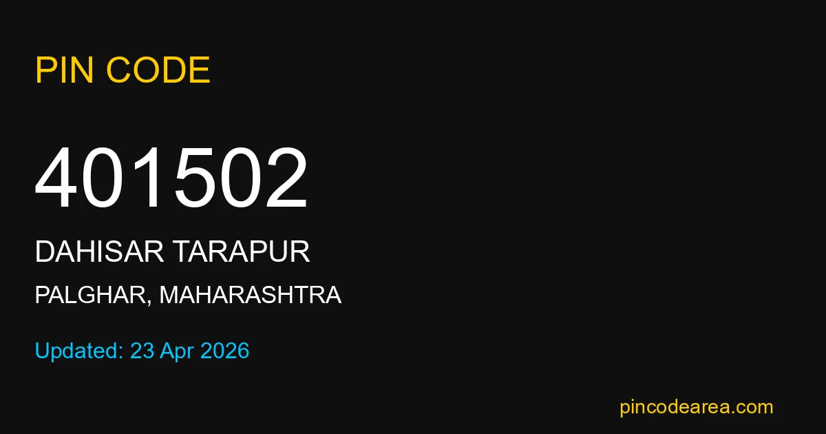 401502 Pin Code Palghar Maharashtra