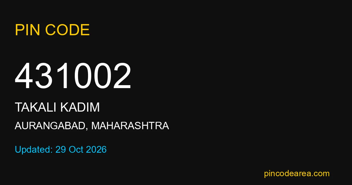 431002 Pin Code – Chhatrapati Sambhajinagar Cantonment Post Office ...