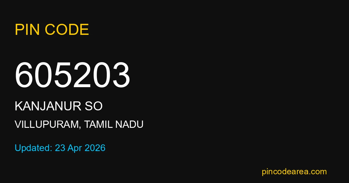 605203 Pin Code Villupuram Tamil Nadu
