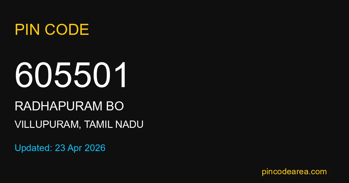 605501 Pin Code Villupuram Tamil Nadu