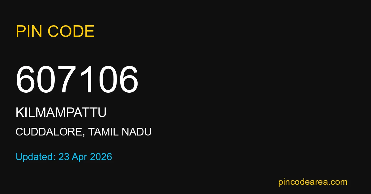 607106 Pin Code Cuddalore Tamil Nadu