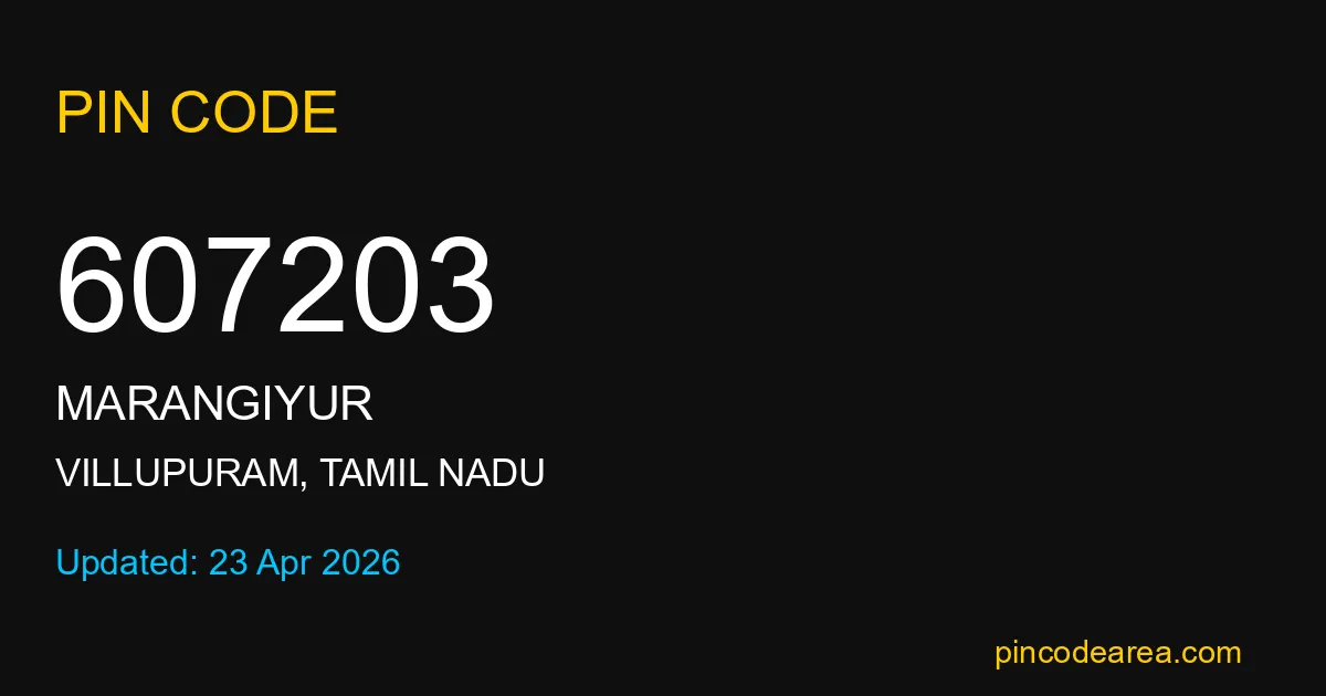 607203 Pin Code Villupuram Tamil Nadu