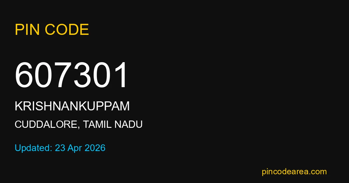 607301 Pin Code Cuddalore Tamil Nadu