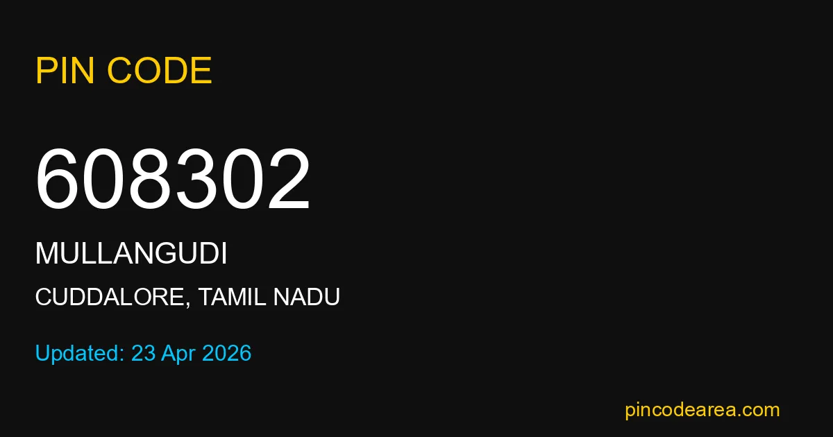 608302 Pin Code Cuddalore Tamil Nadu
