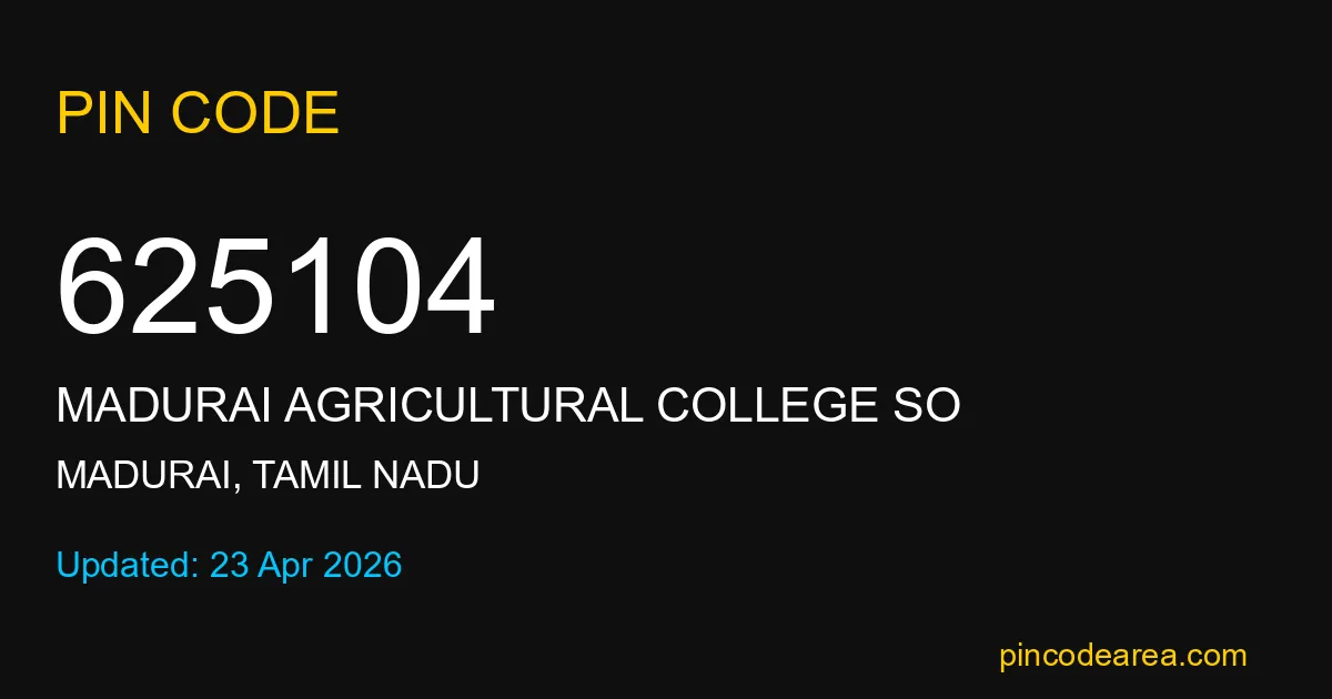 625104 Pin Code Madurai Tamil Nadu