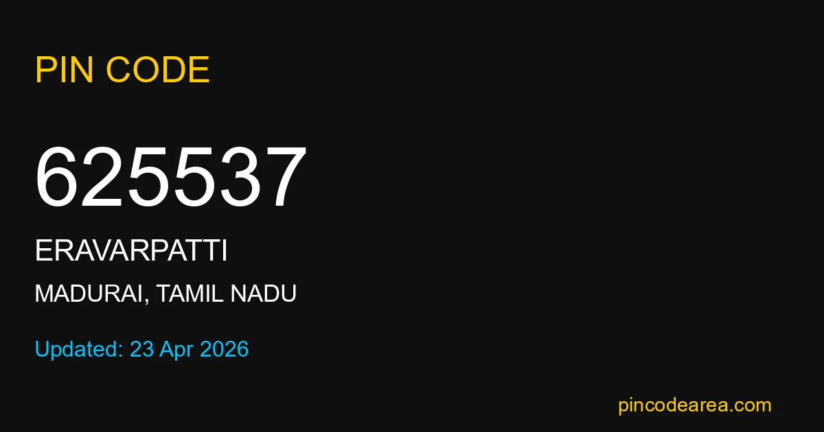 625537 Pin Code Madurai Tamil Nadu