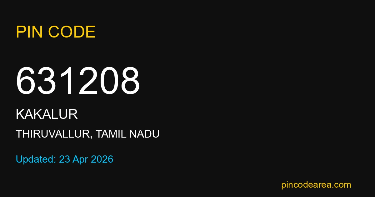 631208 Pin Code Thiruvallur Tamil Nadu