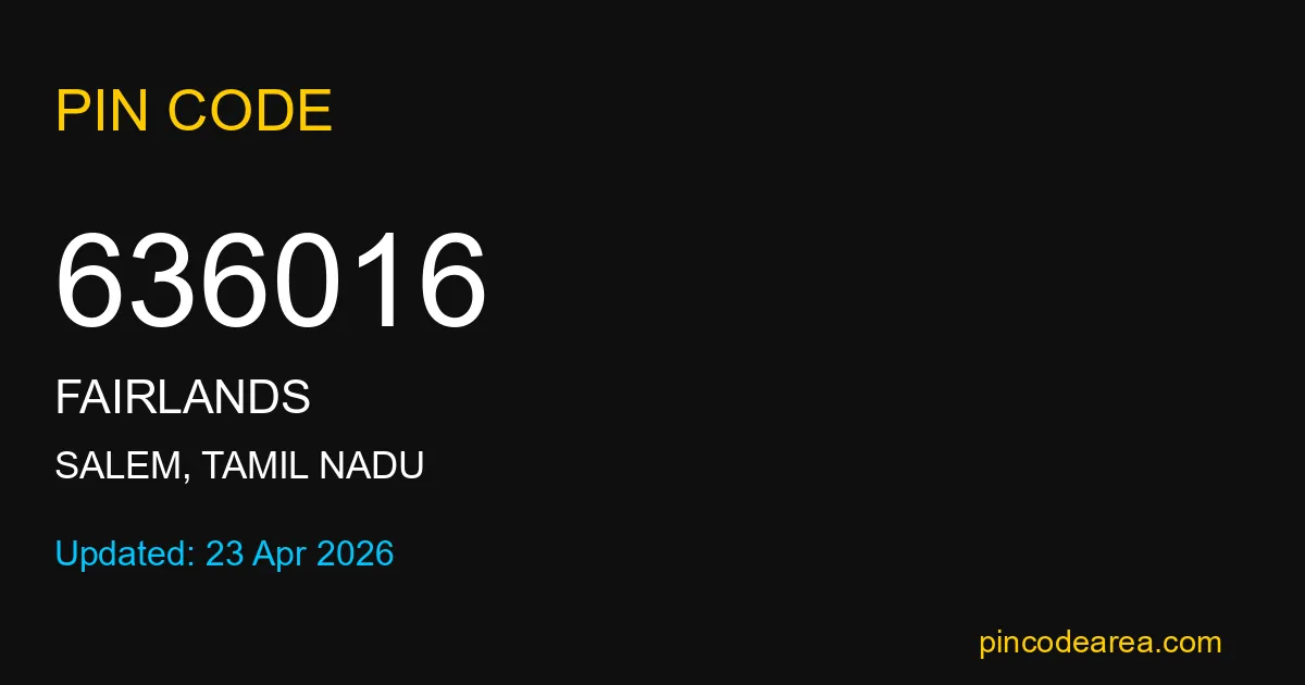 636016 Pin Code Salem Tamil Nadu