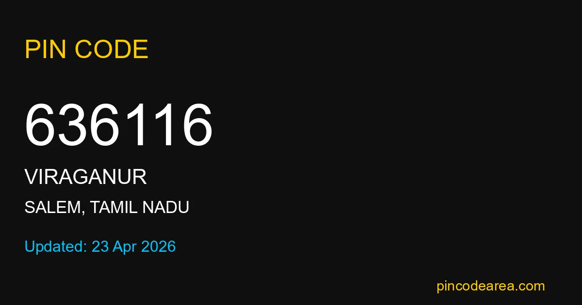 636116 Pin Code Salem Tamil Nadu