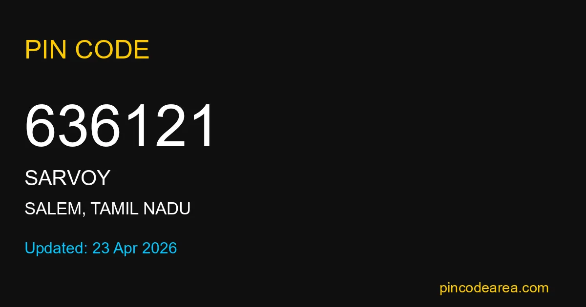 636121 Pin Code Salem Tamil Nadu
