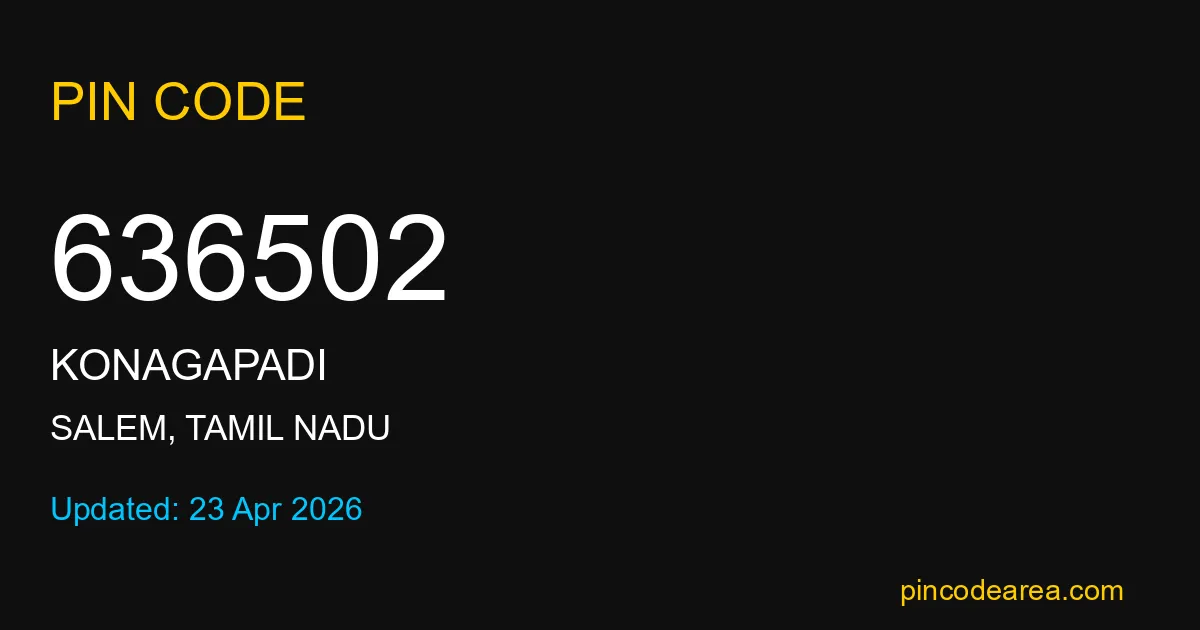 636502 Pin Code Salem Tamil Nadu