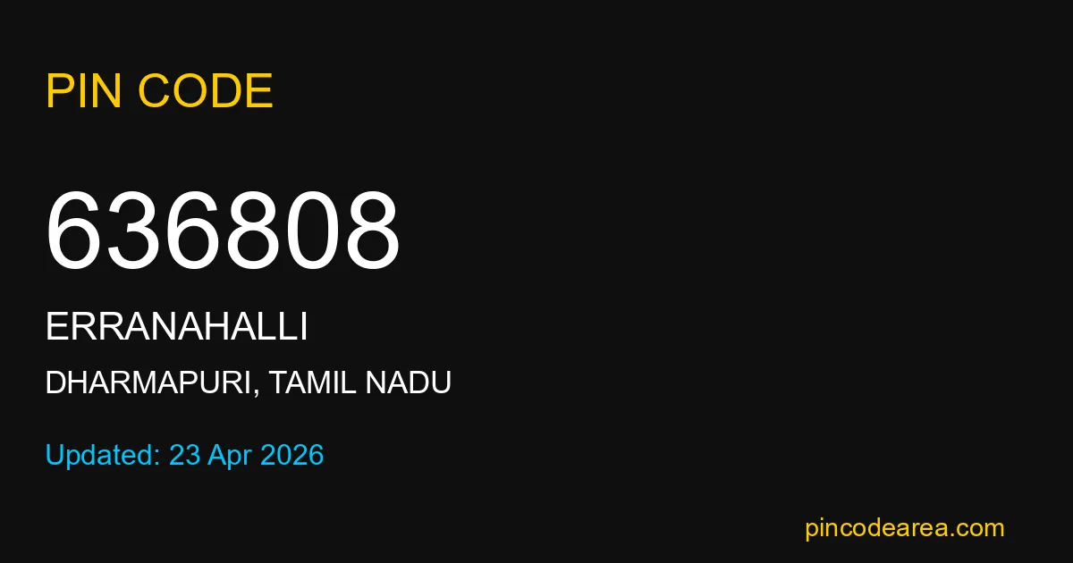 636808 Pin Code Dharmapuri Tamil Nadu