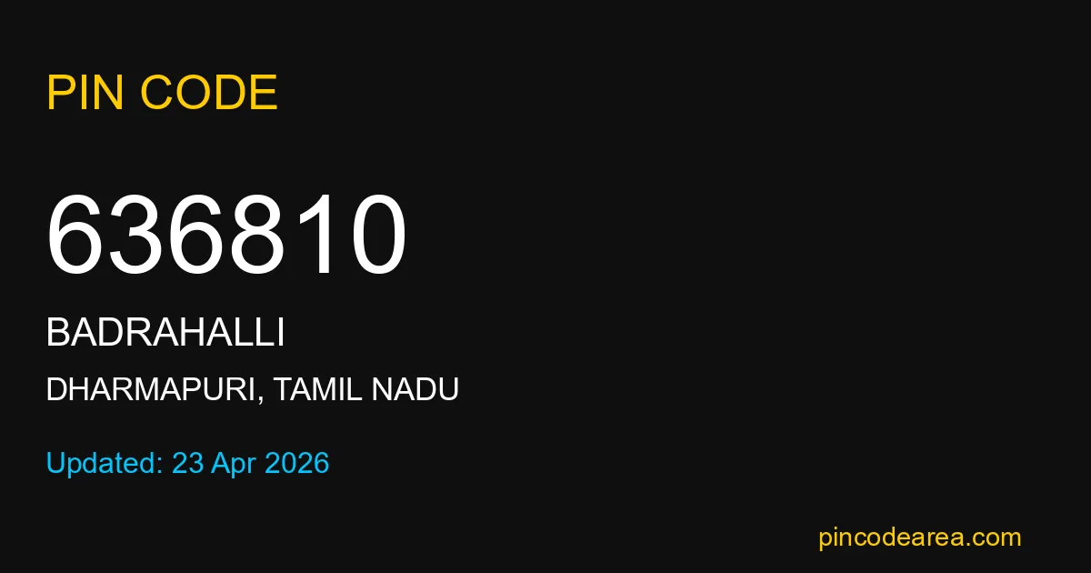 636810 Pin Code Dharmapuri Tamil Nadu