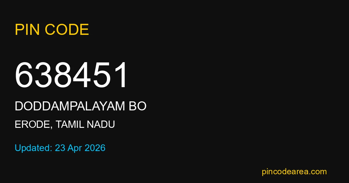 638451 Pin Code Erode Tamil Nadu
