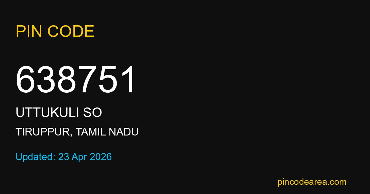 638751 Pin Code Tiruppur Tamil Nadu