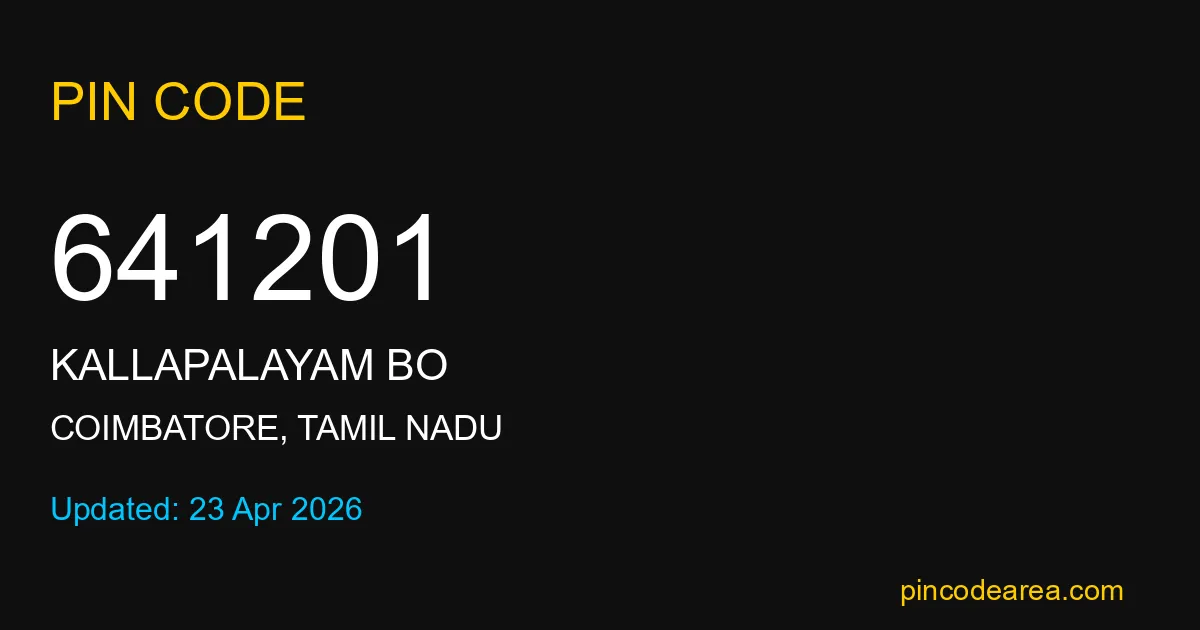 641201 Pin Code Coimbatore Tamil Nadu