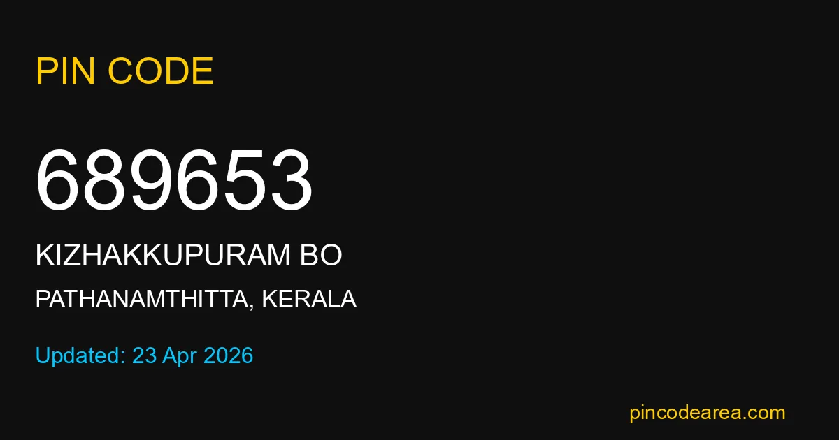 689653 Pin Code Pathanamthitta Kerala